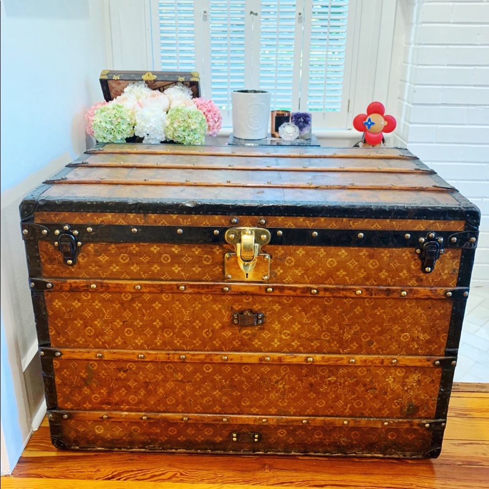 Antique Louis Vuitton Canvas Steamer Trunk LV Rare